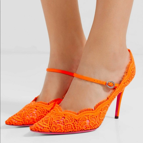 orange mary jane heels